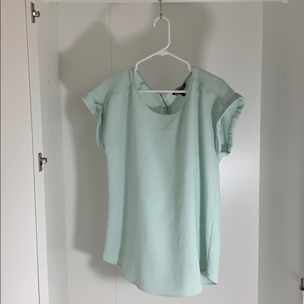 Express L light teal blouse